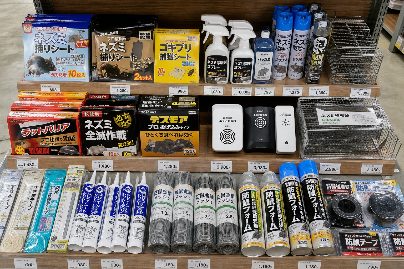 ホームセンターに並ぶ害獣駆除グッズ